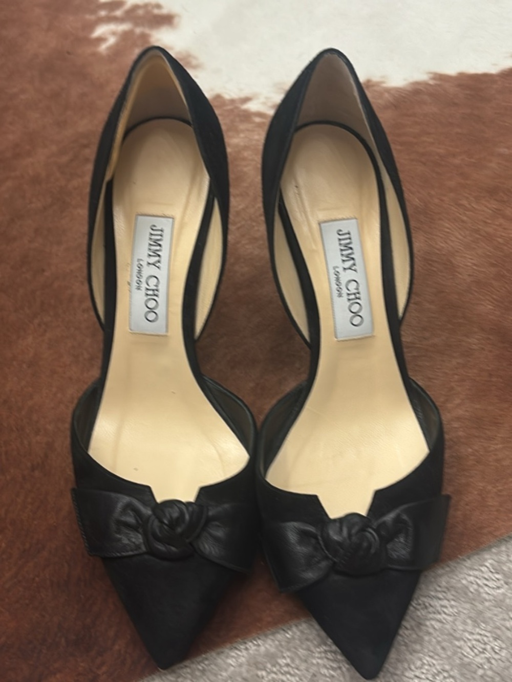 Jimmy Choo, black suede, D'Orsay pumps.  Size 37.5